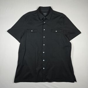 Bugatchi OoohCotton Black Short Sleeve Workwear Utility Shirt 8-Way Stretch 3XL
